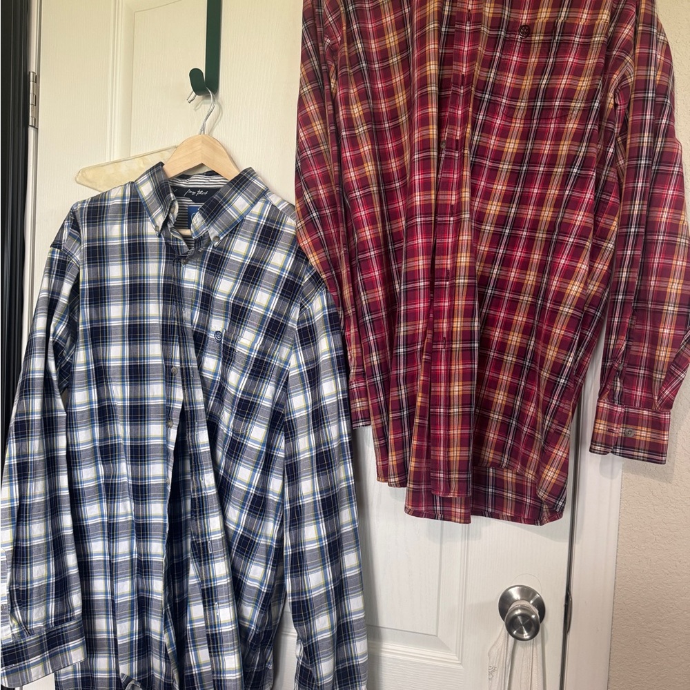 Men's Plaid Button-Down Shirt - Red and Blue - Wrangler George Strait